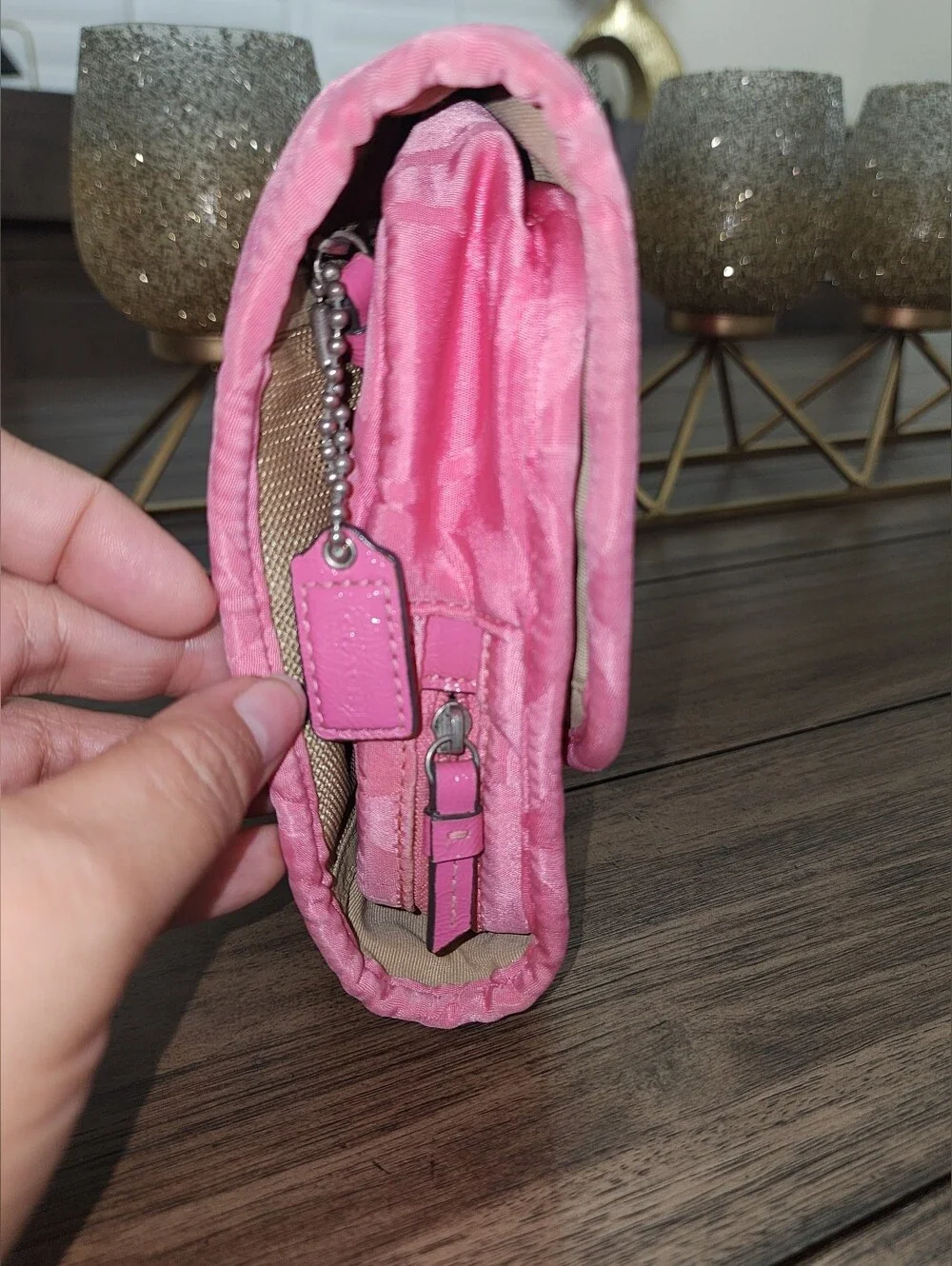 Coach Pink Signature Nylon Travel Case